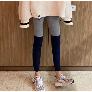 Two-tone Leggings Blue & Gray - One Size