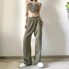 Set: Lace-up Tube Top + Straight Leg Pants