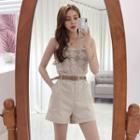 Set: Lace Top + Belted Shorts