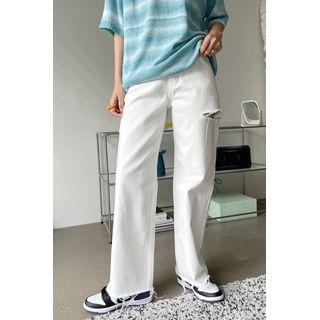 Slit Fringed Wide-leg Pants