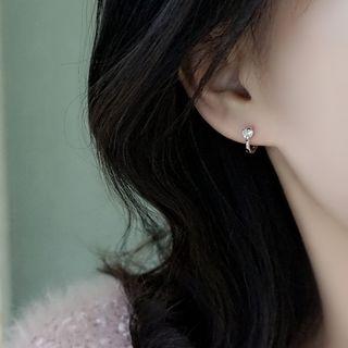 925 Sterling Silver Cz Mini Hoop Earring
