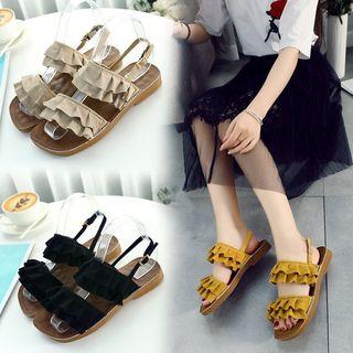 Suede Ankle Strap Sandals