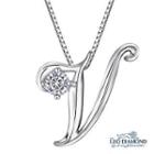 Initial Love 18k White Gold Diamond Pendant Necklace (16) - V
