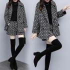 Set: Houndstooth Double-breasted Cropped Coat + Shorts