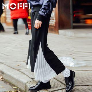 Pleated Trim Color Panel Culottes