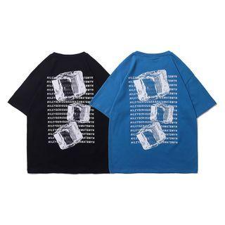 Short-sleeve Lettering Ice Print T-shirt