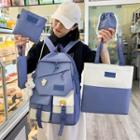 Set: Color Block Zip Backpack + Tote Bag + Pouch