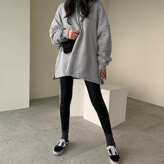 Fleece-lined Oversize Hoodie Gray - One Size