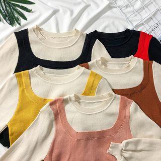 Mock Two-piece Colorblock Knit Sweater