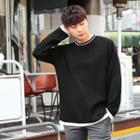 Contrast-piping Long-sleeve Knit Top