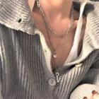 Lock & Key Pendant Layered Necklace Silver - One Size
