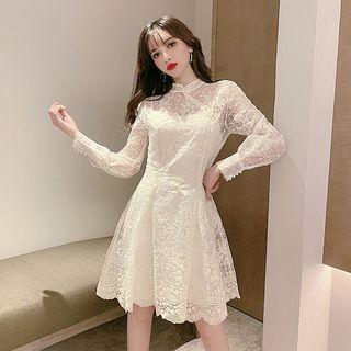 Frog-button Lace A-line Dress