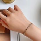 925 Sterling Floral Bracelet S107 - Gold - One Size