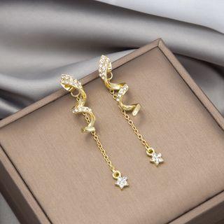 Swirl Star Rhinestone Dangle Earring 1 Pair - E2545 - Gold - One Size