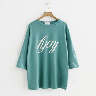 Short-sleeve Cuffed Lettering T-shirt