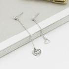 925 Sterling Silver Heart Drop Earring 925 Silver - Love Heart - One Size