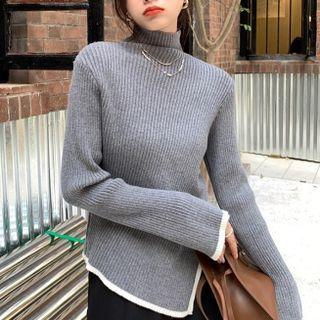 Stand Collar Asymmetrical Knit Top