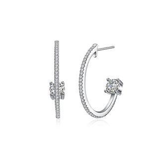 925 Sterling Silver Brilliant Earrings With Austrian Element Crystal Silver - One Size