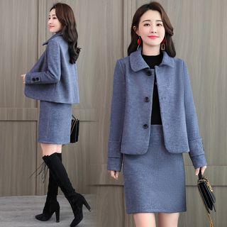 Set: Plain Button Jacket + H-line Skirt