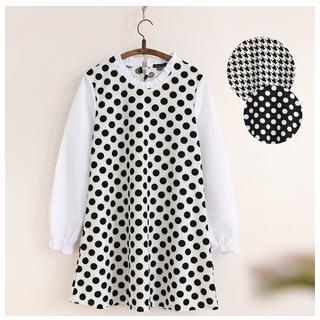 Puff-sleeve Pattern Dress