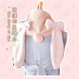 Rabbit-ear-accent Faux Fur Scarf