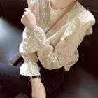 Puff-sleeve Ruffled Lace Blouse Almond - One Size