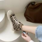 Canvas Leopard Print Platform Sneakers