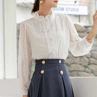 Frilled Hem Eyelet Lace Top