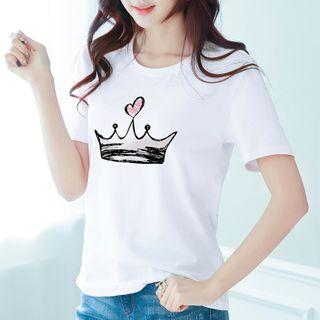 Short-sleeve Tiara Print T-shirt