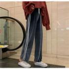 Contrast-trim Drawstring Wide-leg Pants