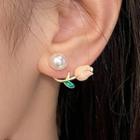 Flower Faux Pearl Drop Earring 1 Pair - Pink - One Size