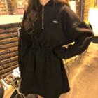 Half-zip Sweatshirt Dress Black - One Size
