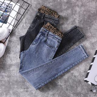 Animal Print Waistband Skinny Jeans