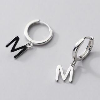 925 Sterling Silver Letter M Dangle Earring