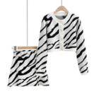 Set: Zebra Print Cardigan + Zebra Print Skirt