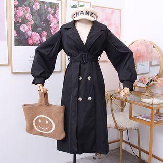 Double-breasted Lapel Trench Coat With Belt