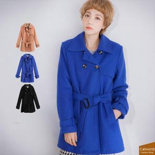 Tie-waist Buttoned Coat