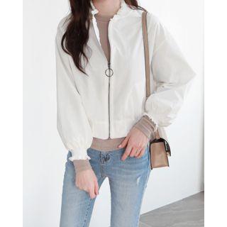 Frill-trim Bomber Jacket