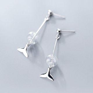 925 Sterling Silver Mermaid Tail Drop Earring As Shown In Figure - One Size