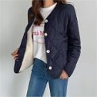 Fleece Panel Reversible Quilted Jacket