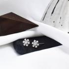 925 Sterling Silver Rhinestone Snowflake Earring 1 Pair - Silver - One Size