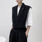 Notch Lapel Cropped Vest As Shown In Figure - One Size
