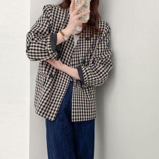 Gingham Double-breasted Jacket