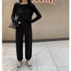 Crew-neck Long-sleeve T-shirt / Cropped Harem Pants