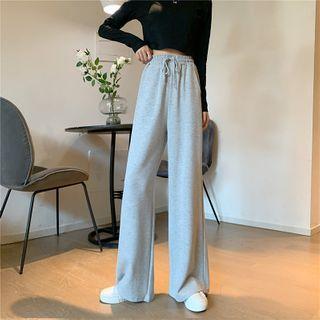 Drawstring Wide-leg Sports Pants