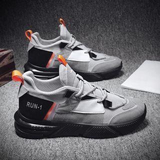 Color Block Panel Lace-up Sneakers