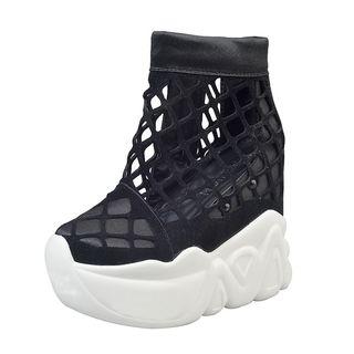 Perforated Hidden Wedge Platform Shoes