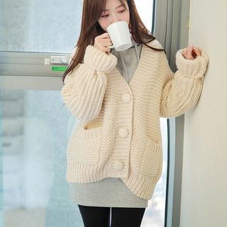 Button-detail Boxy-fit Cardigan
