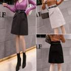 High-waist A-line Woolen Skirt