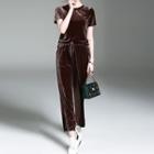 Set: Velvet Short-sleeve T-shirt + Pants